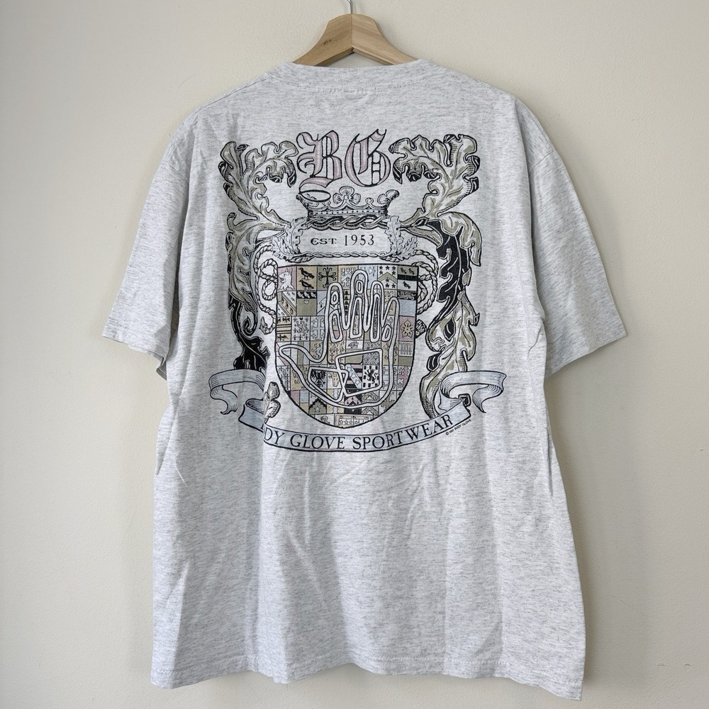 Vintage 90's Body Glove Sports Art Graphic Single Stitch Grey Tee Shirt - L/XL